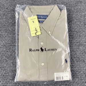 VTG NWT MENS RALPH LAUREN BUTTON DOWN TAN SZ XXL